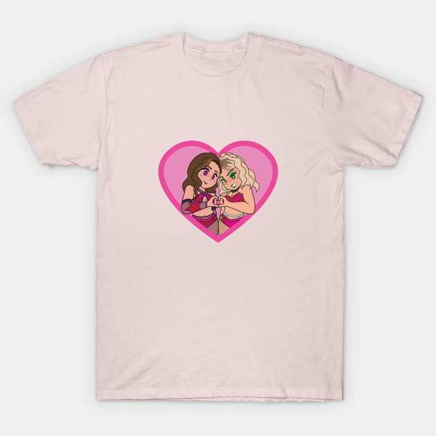 Heart Hand Wrestlers T-Shirt by TheDinoChamp